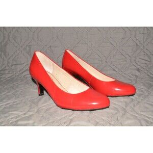 LifeStride Soft System Parigi Red Patent Pumps Heels Size 6.5W Women’s 2” Heel